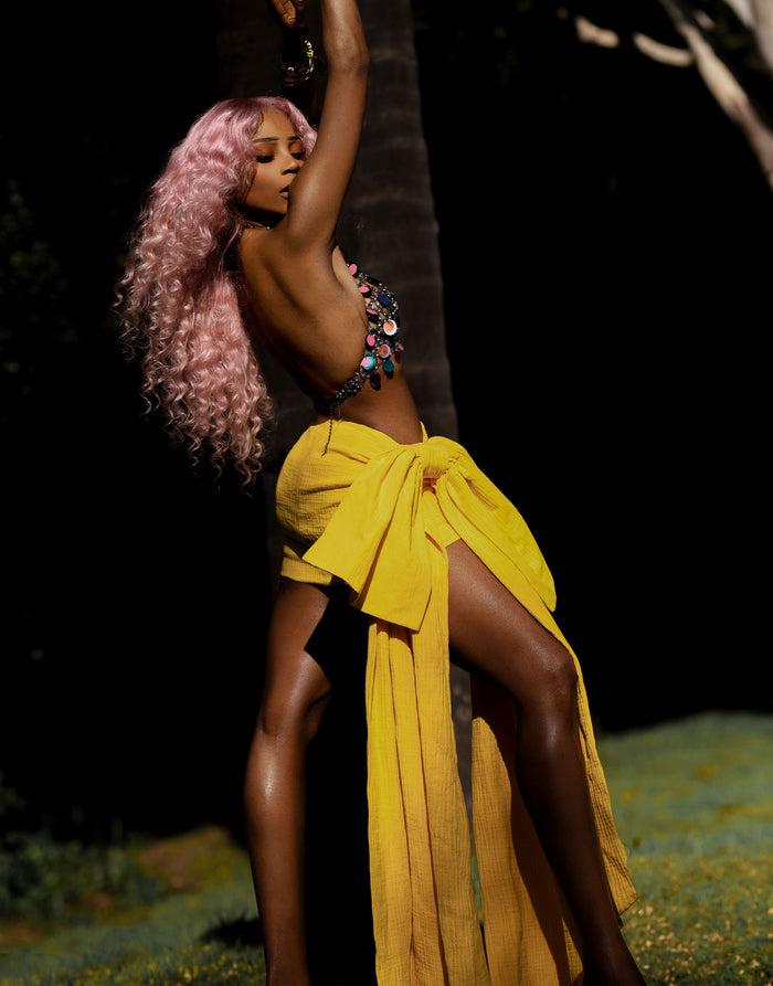 labelrail JF-024 Linen Bow Mini Skirt