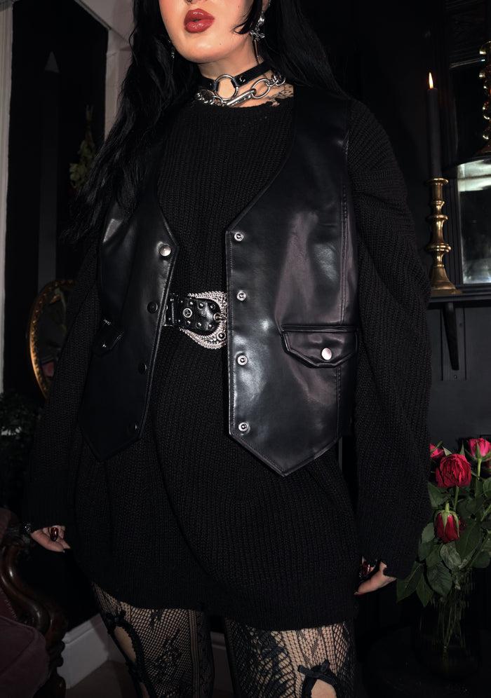 Labelrail MA-007 Lace-Up PU Vest