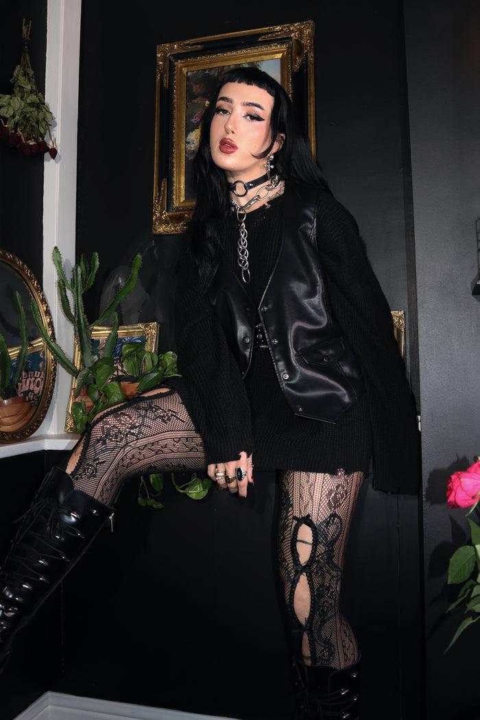 Labelrail MA-007 Lace-Up PU Vest