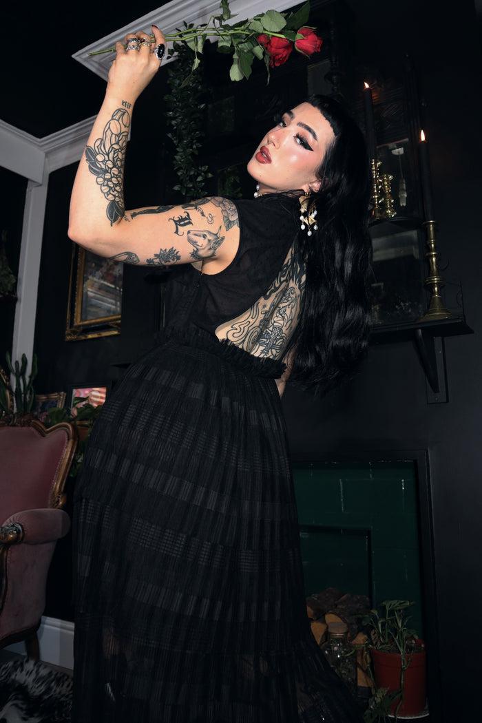 Labelrail MA-018 Embellished Layered Maxi Dress