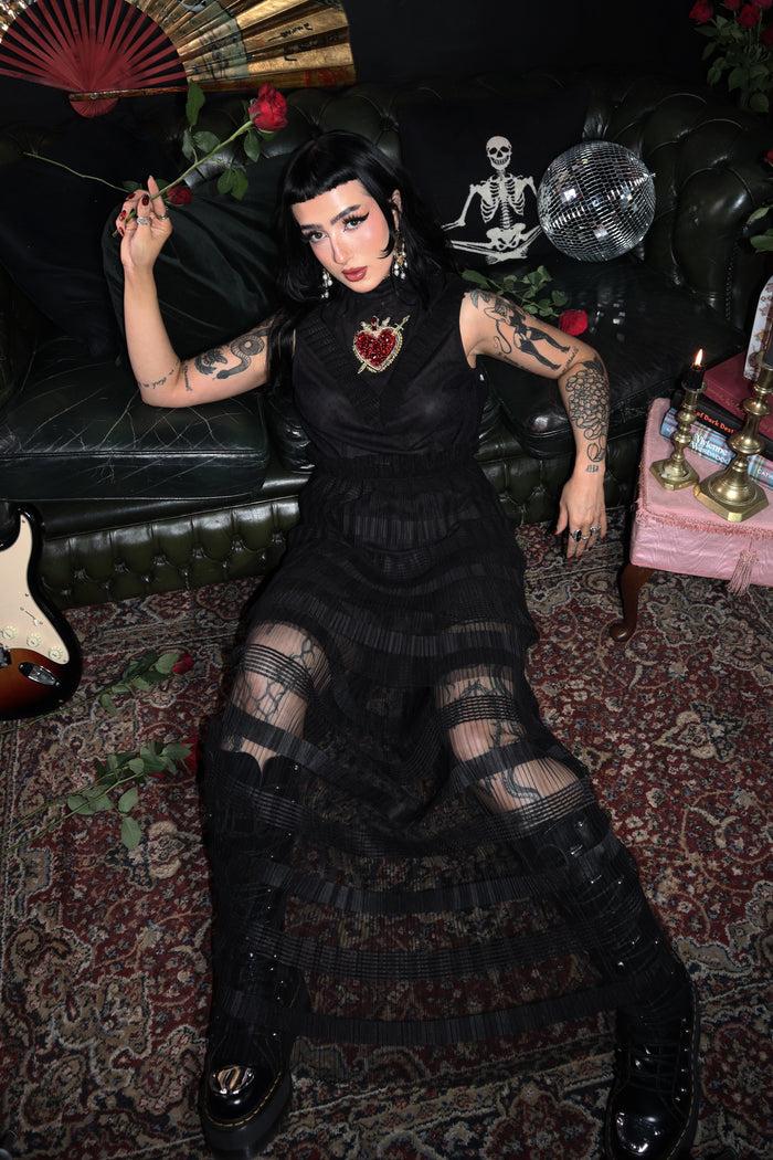 Labelrail MA-018 Embellished Layered Maxi Dress