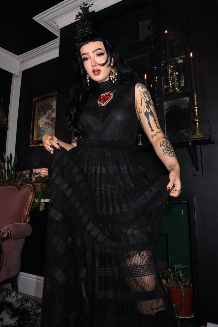 labelrail MA-018 Embellished Layered Maxi Dress