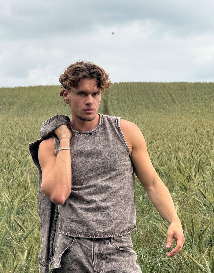 labelrail SSB-012 Acid Wash Denim Vest