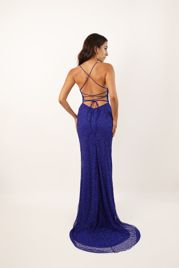 Lace & Beads Allie Royal Blue Embellished Occasion Dress