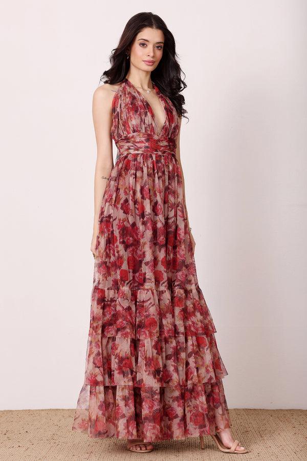 Lace & Beads Alisha Midaxi In Rose Floral