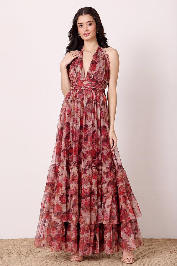 lace & beads Alisha Midaxi in Rose Floral