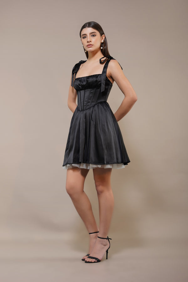 Lace & Beads Amai Mini Dress In Black