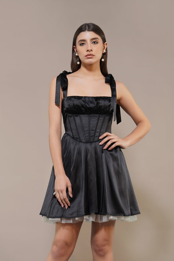 lace & beads Amai Mini Dress in Black