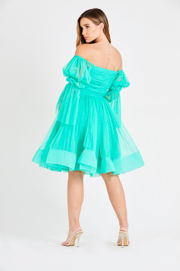 Lace & Beads Amora Green Tulle Dress