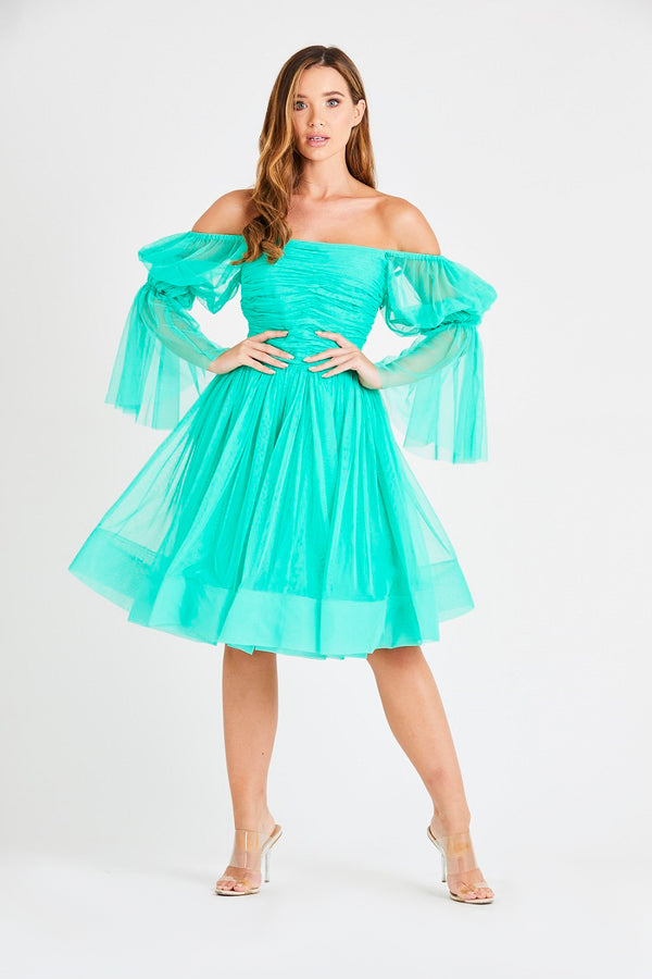 lace & beads Amora Green Tulle Dress