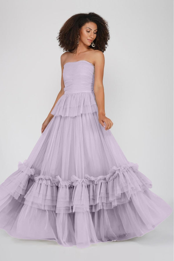 lace & beads Ana Lilac Tulle Gown