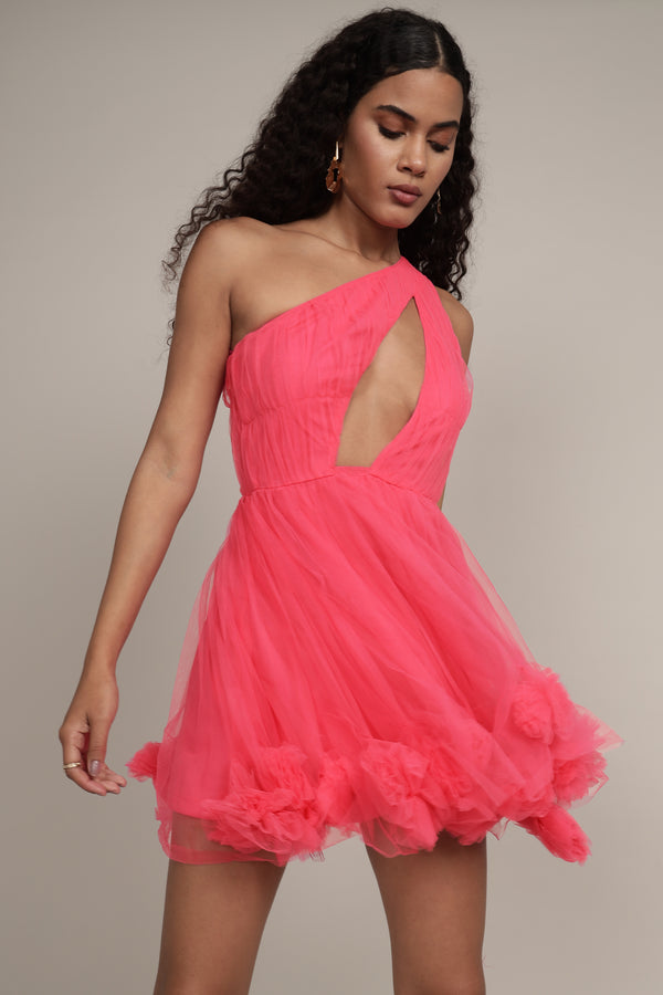 Lace & Beads Aurelia Pink Pom Pom Mini Dress