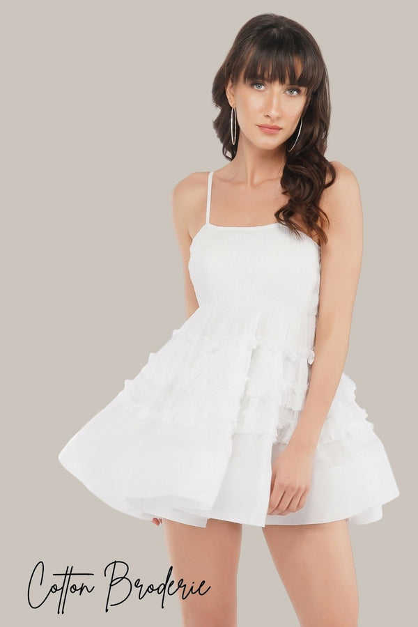 Lace & Beads Bethan Cotton Lace Mini In White