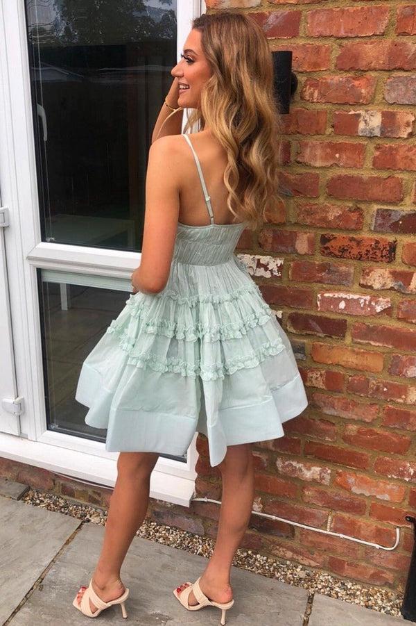 Lace & Beads Bethan Cotton Mini Dress In Sage