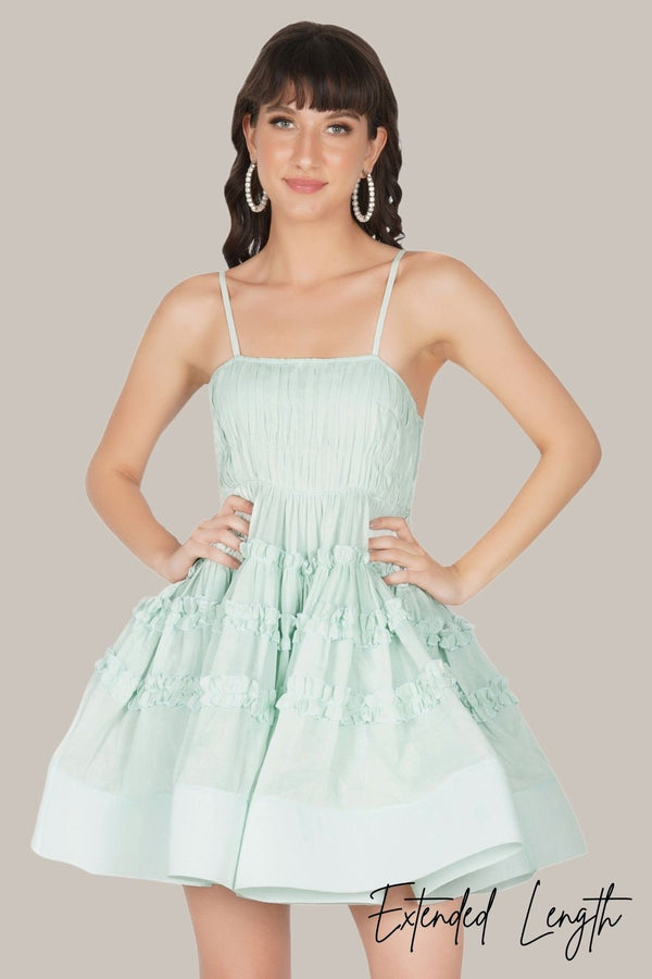 Lace & Beads Bethan Cotton Mini Dress In Sage