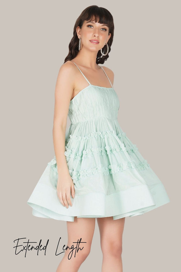 Lace & Beads Bethan Cotton Mini Dress In Sage