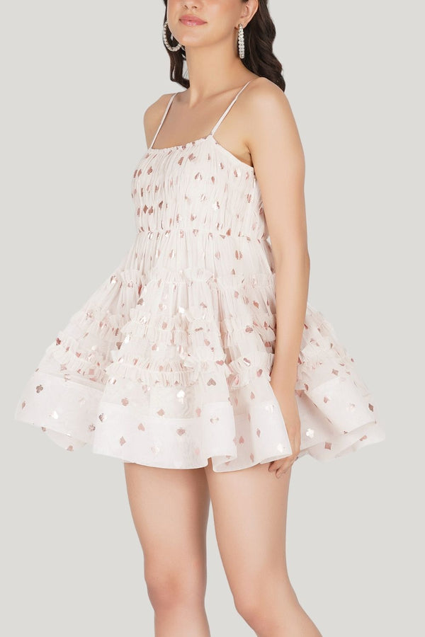 lace & beads Bethan Tulle Mini in Pink Card Print