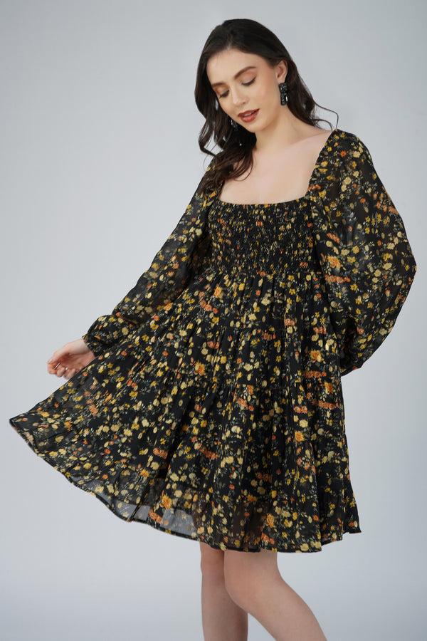 Lace & Beads Biba Mini In Black Floral