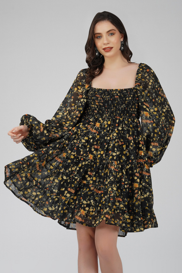 lace & beads Biba Mini in Black Floral