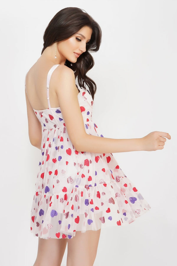 Lace & Beads Bibi Corset Mini Dress In Pink Heart