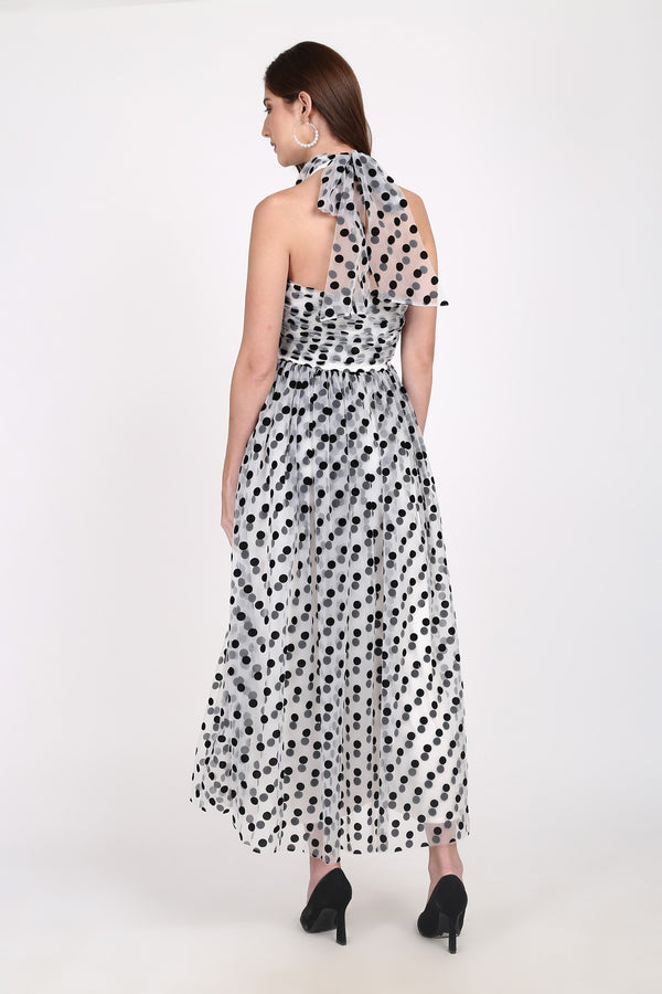 Lace & Beads Blake Maxi Dress In Polka Dot