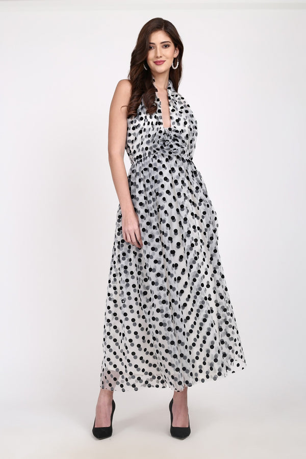 lace & beads Blake Maxi Dress in Polka Dot