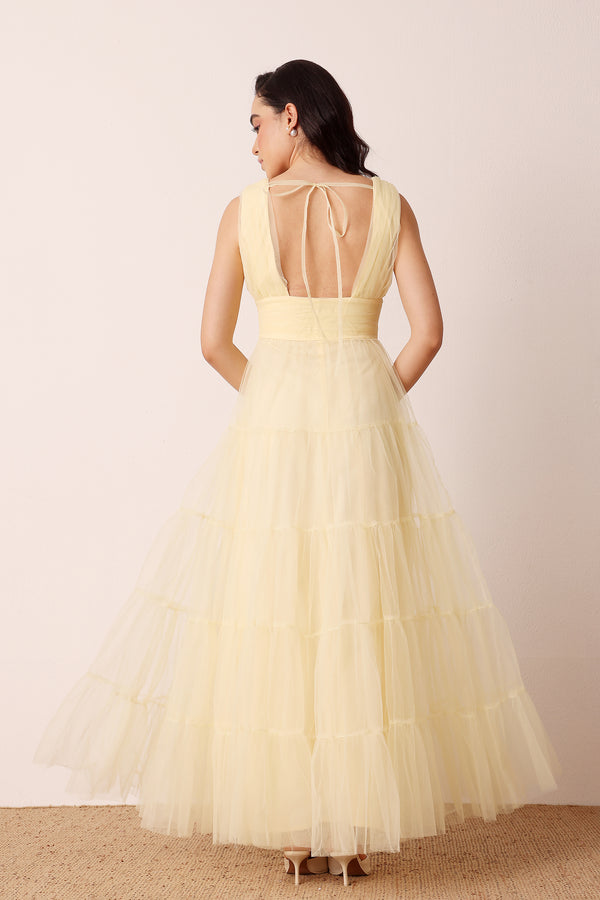 Lace & Beads Candace Maxi Dress In Buttercup