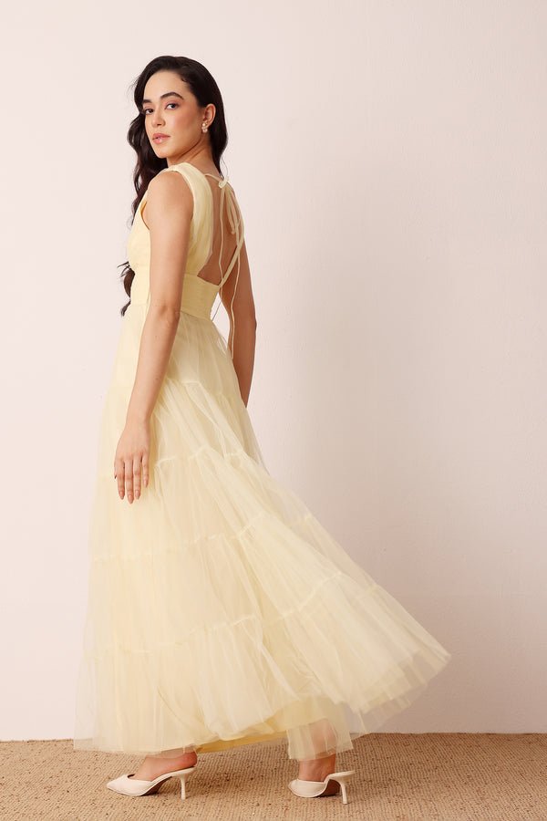 Lace & Beads Candace Maxi Dress In Buttercup