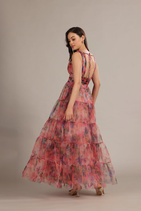 Lace & Beads Candace Maxi Dress In Mixed Floral