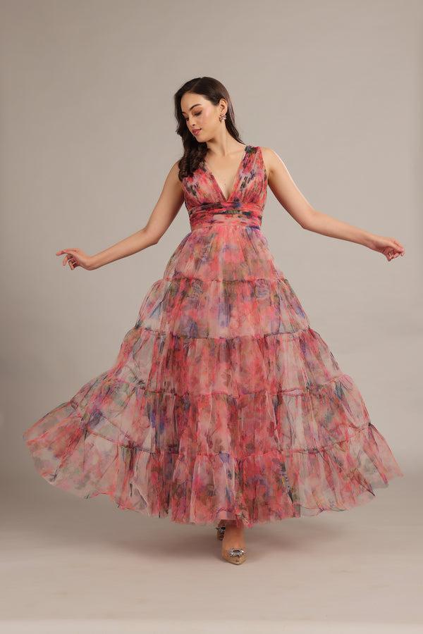 Lace & Beads Candace Maxi Dress In Mixed Floral