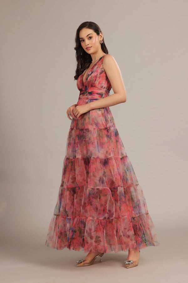 Lace & Beads Candace Maxi Dress In Mixed Floral
