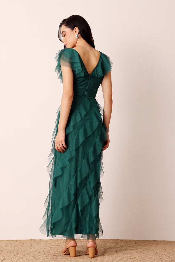 Lace & Beads Carpathia Maxi Dress In Emerald Green