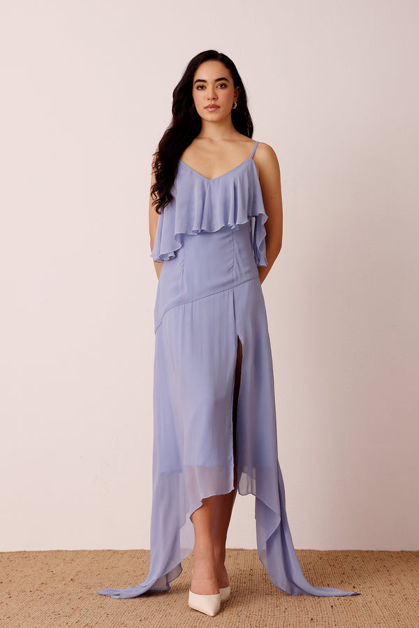 lace & beads Cassa Midi Dress in Light Blue