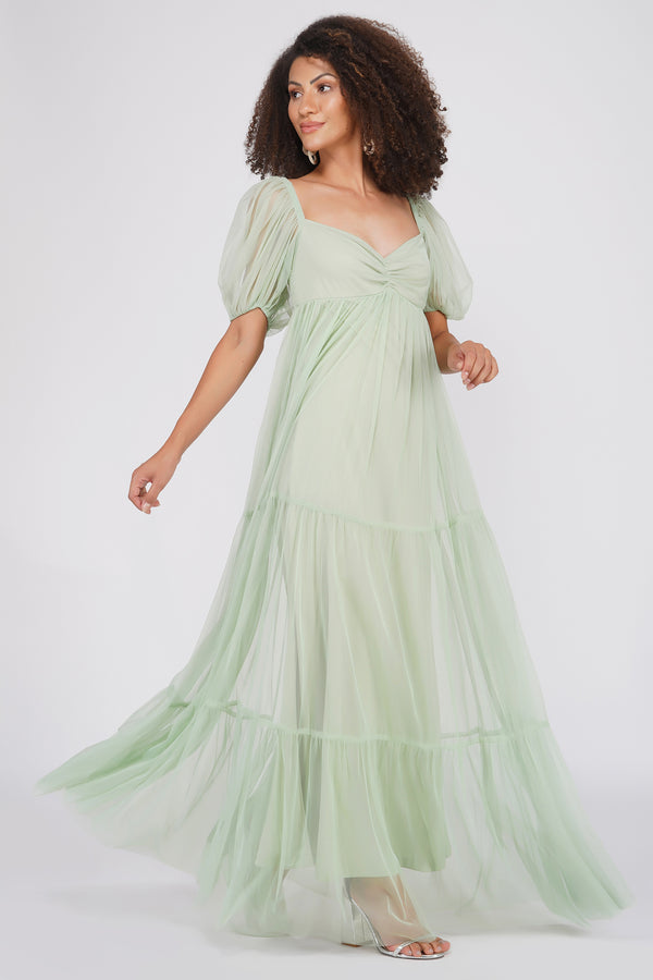 Lace & Beads Charlotte Maxi In Sage Green