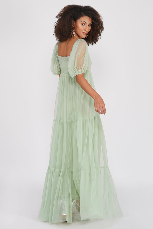 Lace & Beads Charlotte Maxi In Sage Green