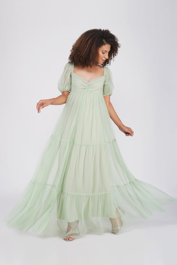 Lace & Beads Charlotte Maxi In Sage Green