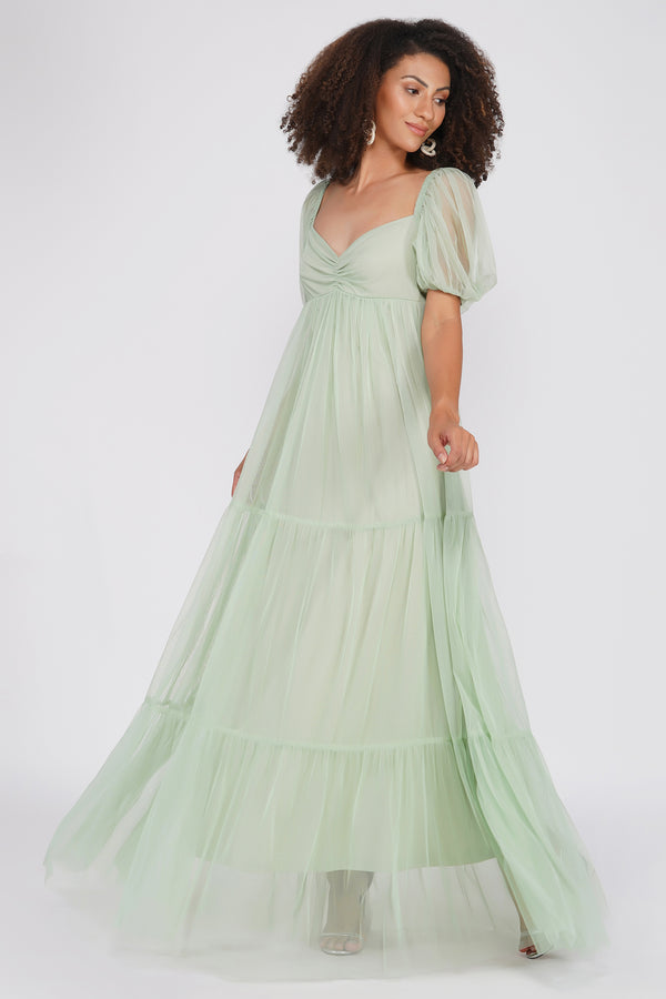 lace & beads Charlotte Maxi in Sage Green