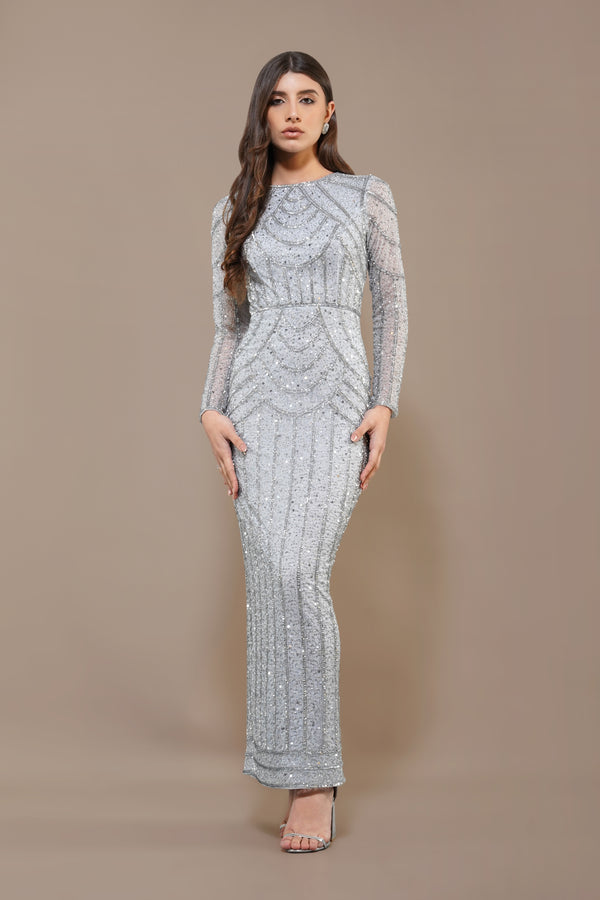 lace & beads Ellis Maxi Dress in Ice Blue
