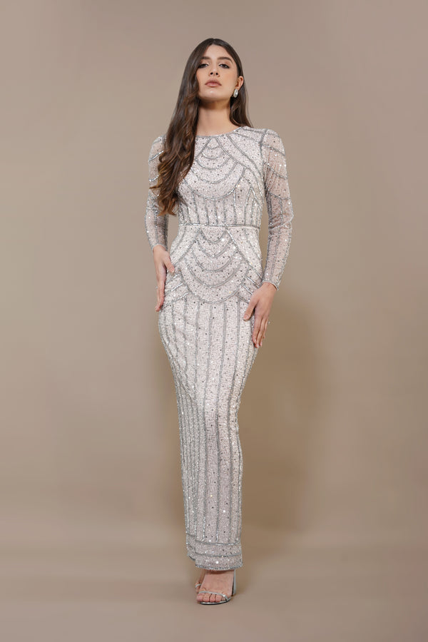 Lace & Beads Ellis Maxi Dress In Powder Pink