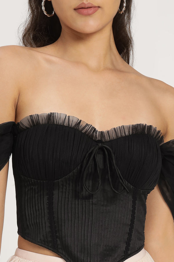 lace & beads Emerie Corset Top in Black