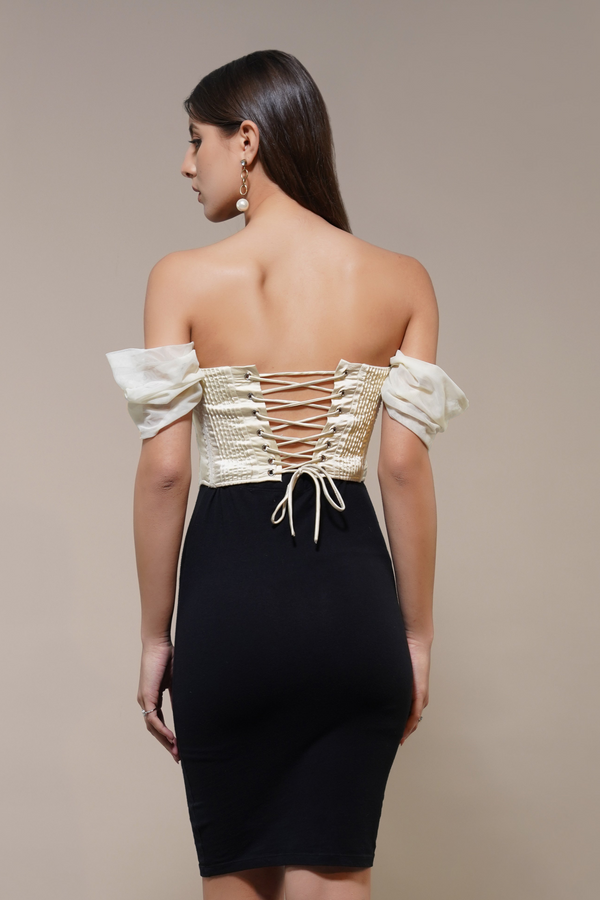 Lace & Beads Emerie Corset Top In Ivory
