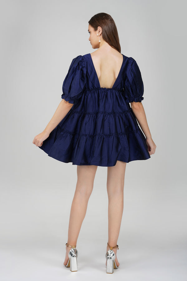 Lace & Beads Gadot Mini Dress In Blue