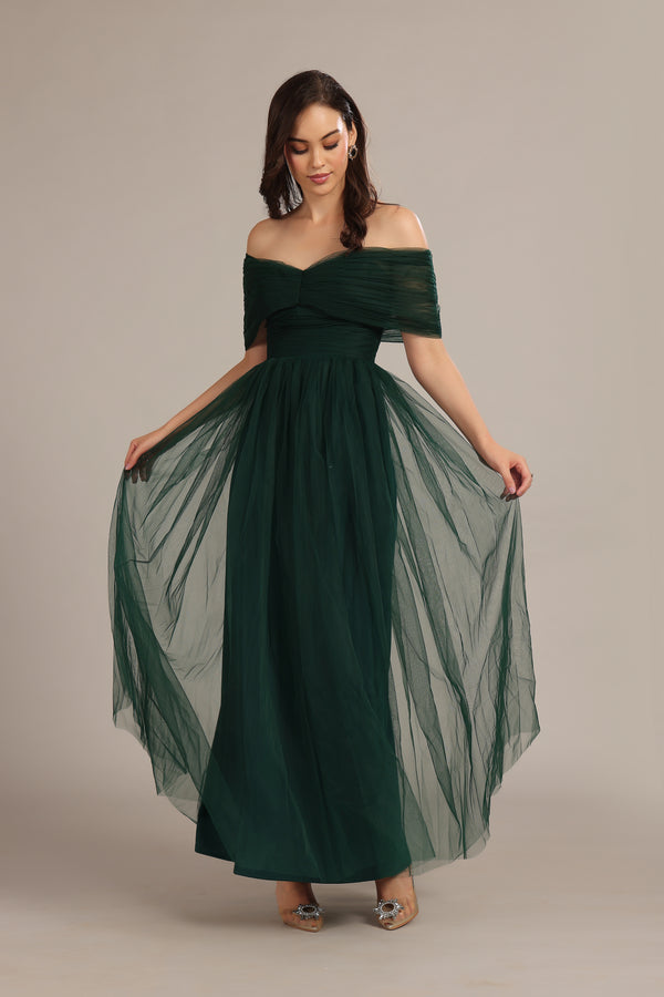 Lace & Beads Gillian Maxi Dress In Emerald Green