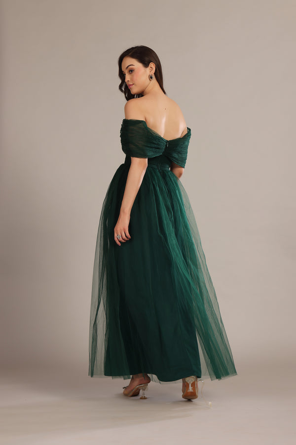 Lace & Beads Gillian Maxi Dress In Emerald Green