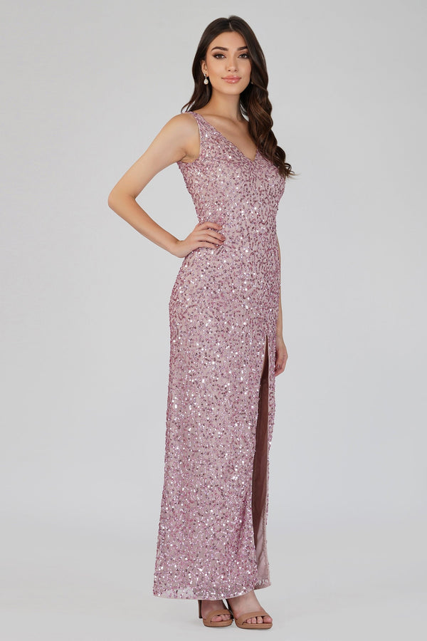 Lace & Beads Greyson Pink Sequin Maxi Dress