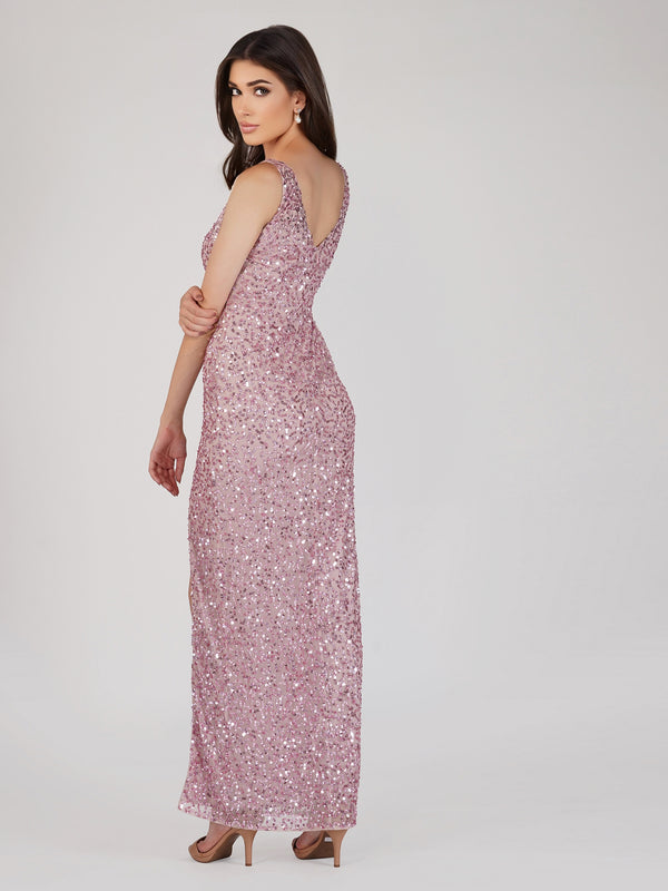 Lace & Beads Greyson Pink Sequin Maxi Dress