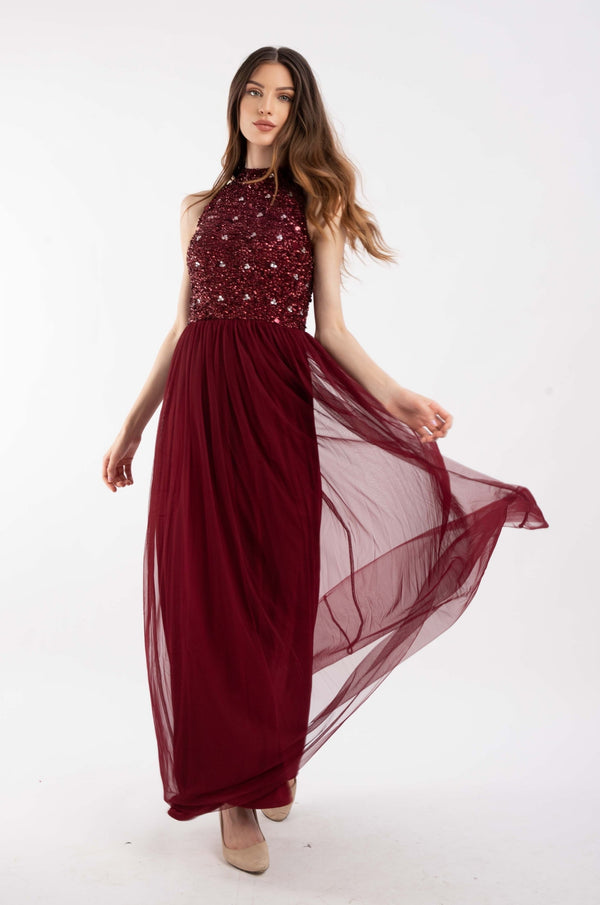 Lace & Beads Gui Burgundy Bridesmaid Dress