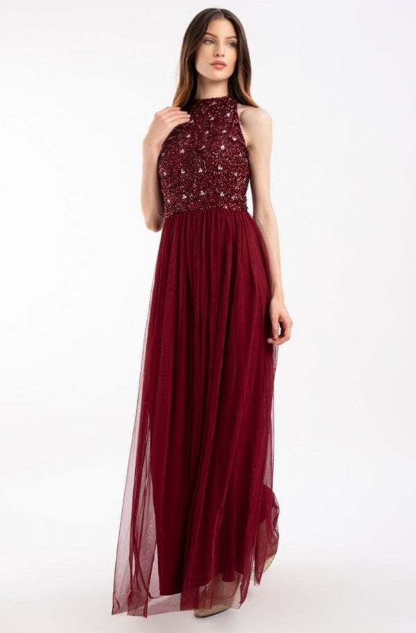 lace & beads Gui Burgundy Bridesmaid Dress