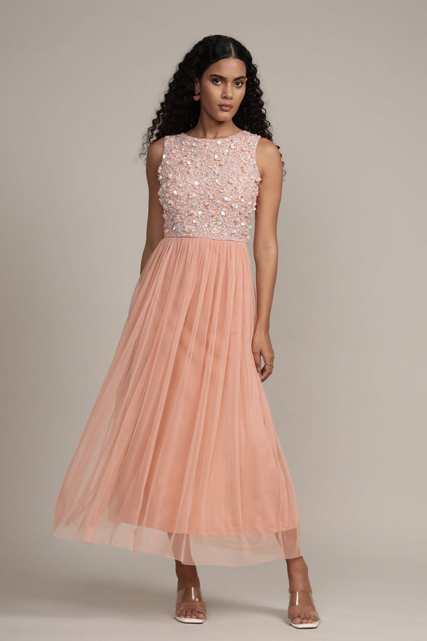 Lace & Beads Hazel Blush Pink Bridesmaid Dress