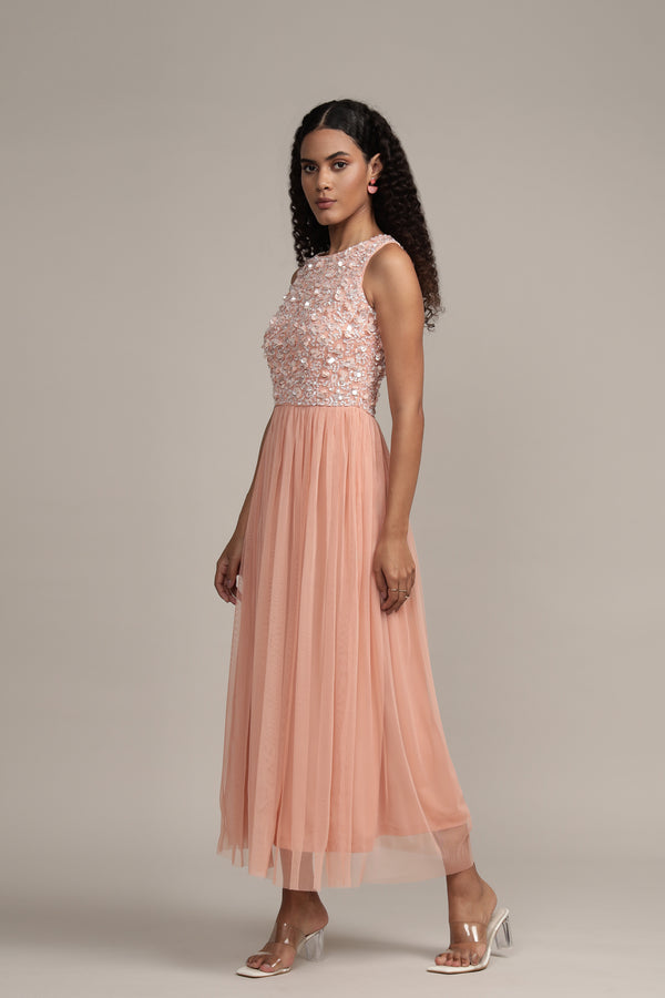 Lace & Beads Hazel Blush Pink Bridesmaid Dress